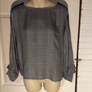 Zara Gray Long Sleeve Boxy Blouse